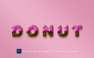 Donut Text Effect Layer Style Design Template