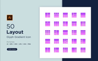 50 Layout Glyph Gradient Icon Sets