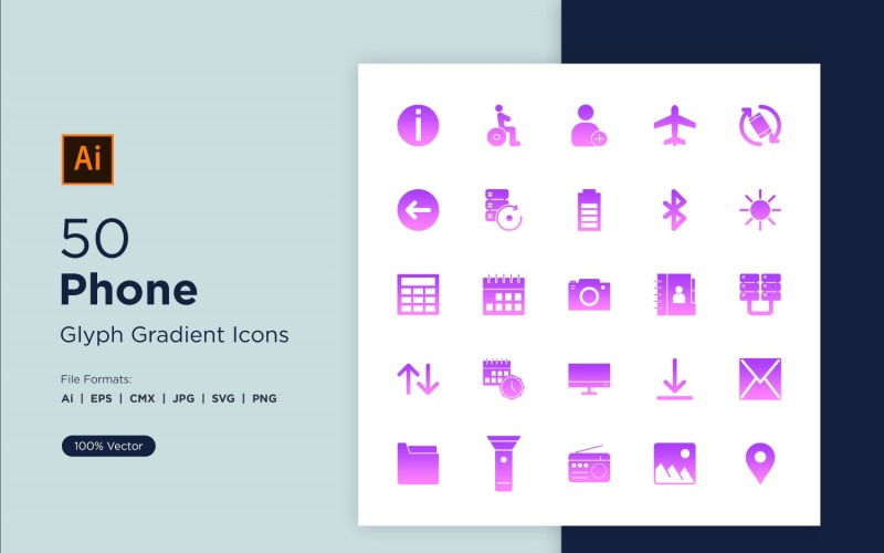 50 Phone And Tablet Glyph Gradient Icon Icon Set