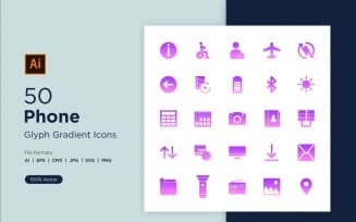 50 Phone And Tablet Glyph Gradient Icon