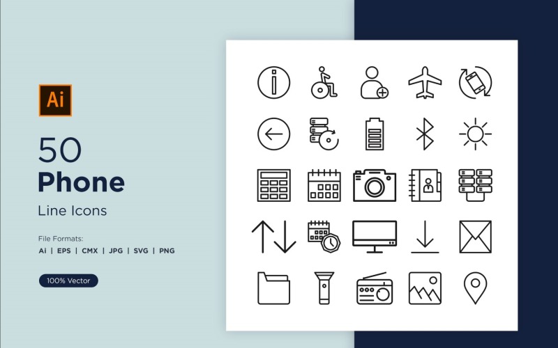 50 Phone And Tablet Line Icon Icon Set