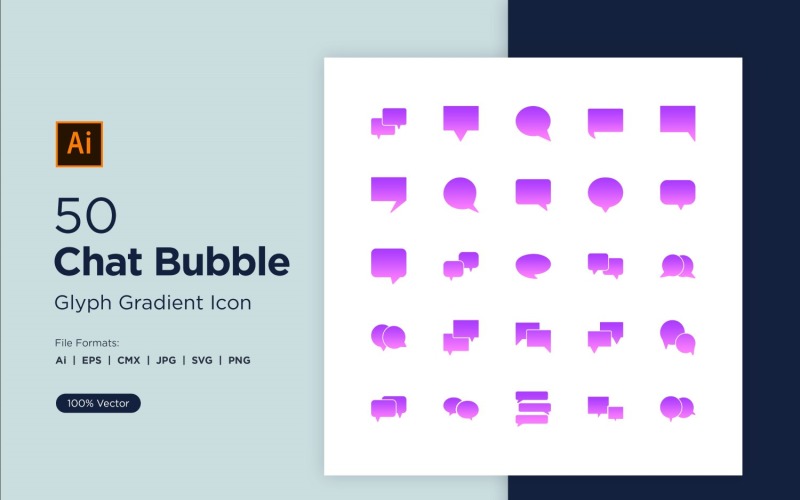 50 Speech Bubbles Glyph Gradient Icon Icon Set