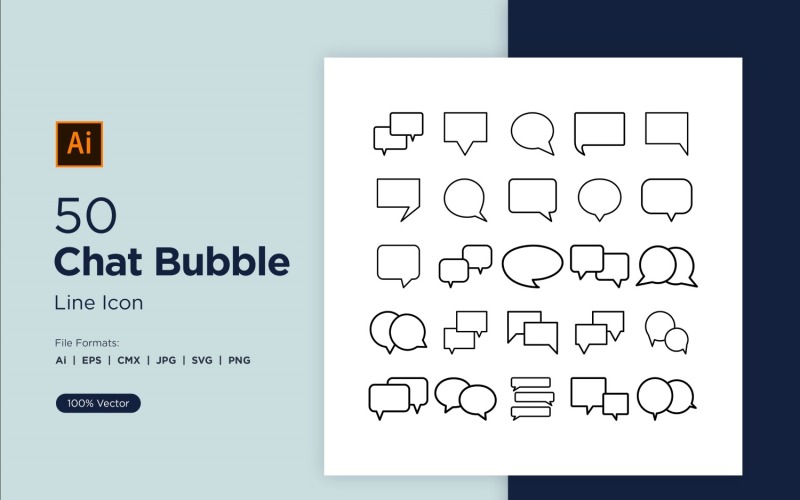 50 Speech Bubbles Line Icon Icon Set