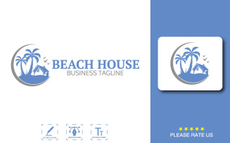 Beach House Logo Template For Branding