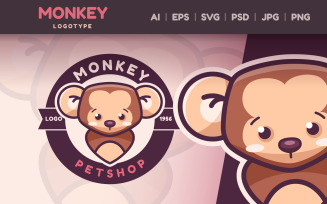 Cartoon Animal Monkey - Logotype
