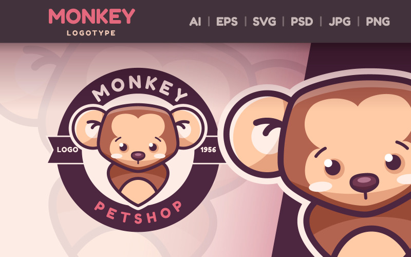 Cartoon Animal Monkey - Logotype Logo Template