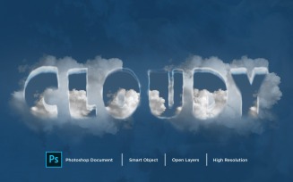 Cloudy Text Effect Layer Style Design Template