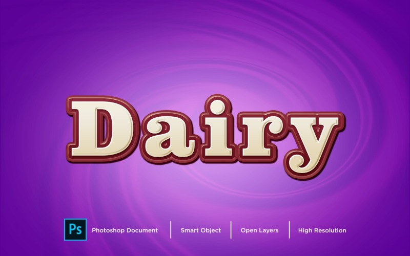 Dairy Text Effect Layer Style Design Template Illustration