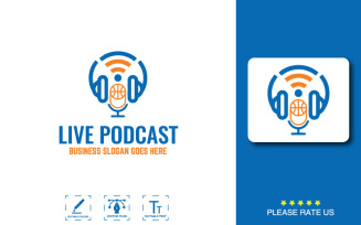 Live Podcast Logo Template For Branding