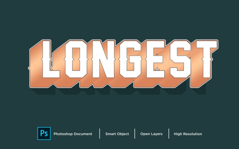 Longest Text Effect Layer Style Design Template Illustration