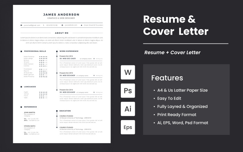 Professional CV/Resume & Cover Letter Resume Template