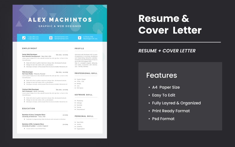 Professional Resume And Cover Letter Resume Template