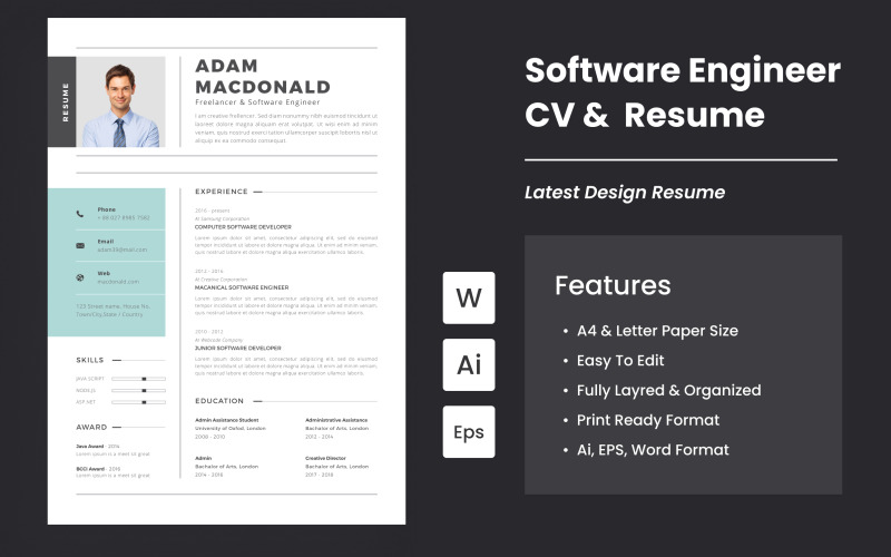 Software Engineer CV & Resume Resume Template