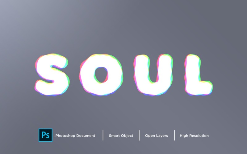 Soul Text Effect Layer Style Design Template Illustration