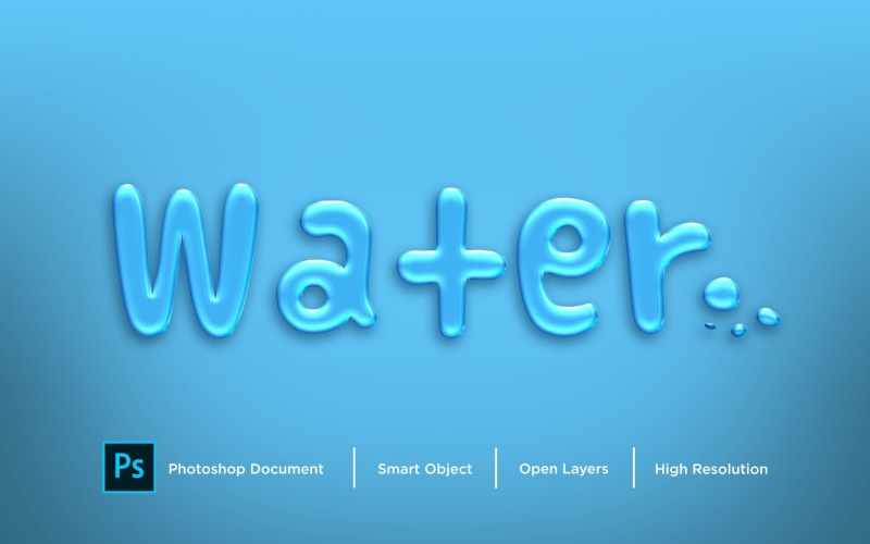 Water Text Effect Layer Style Design Template Illustration