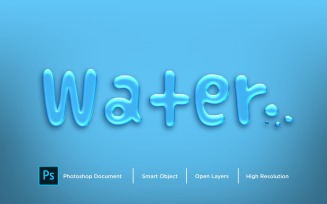 Water Text Effect Layer Style Design Template