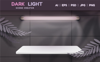 White Shelf in Fluorescent Light - Scene Generator, Graphics Mockup