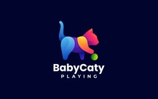 Baby Cat Colorful Logo Style