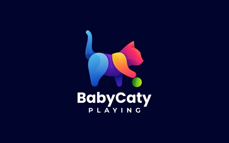 Baby Cat Colorful Logo Style Logo Template