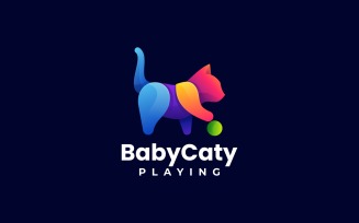 Baby Cat Colorful Logo Style