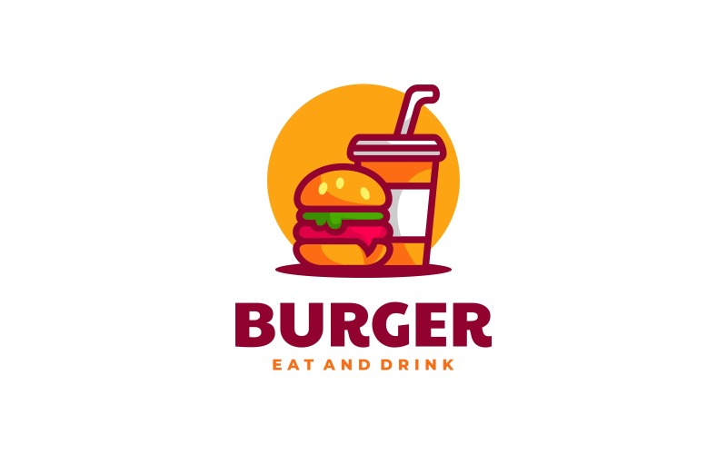 Burger with Drink Simple Logo Logo Template