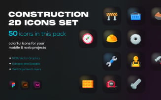 50 Flat Construction Icons