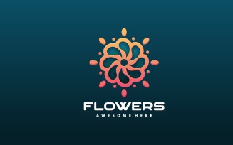Flowers Line Art Gradient Logo