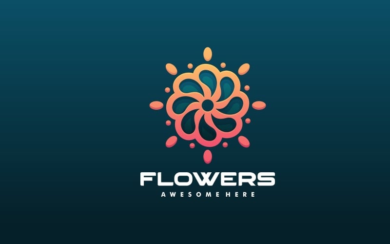 Flowers Line Art Gradient Logo Logo Template