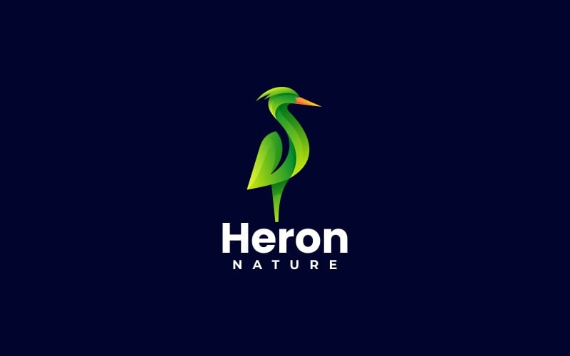 Nature Heron Gradient Logo Logo Template