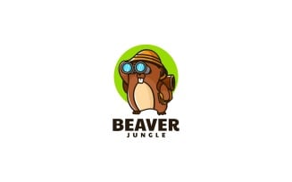 Beaver Jungle Cartoon Logo Style