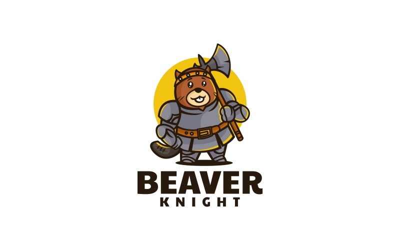 Beaver Knight Cartoon Logo Logo Template