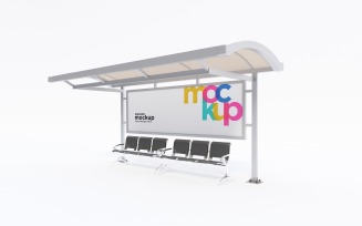 Bus Shelter Outdoor Advertising Sign Mockup