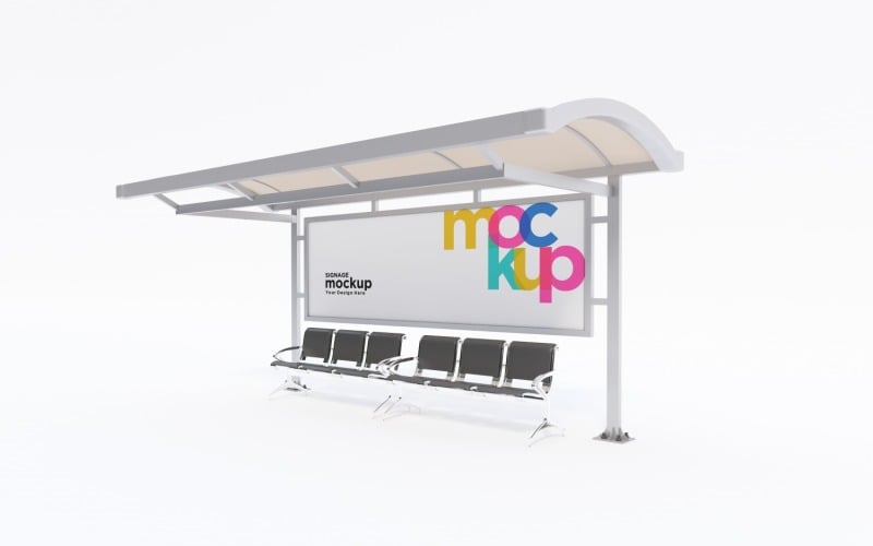 Bus Shelter Outdoor Advertising Sign Mockup Product Mockup
