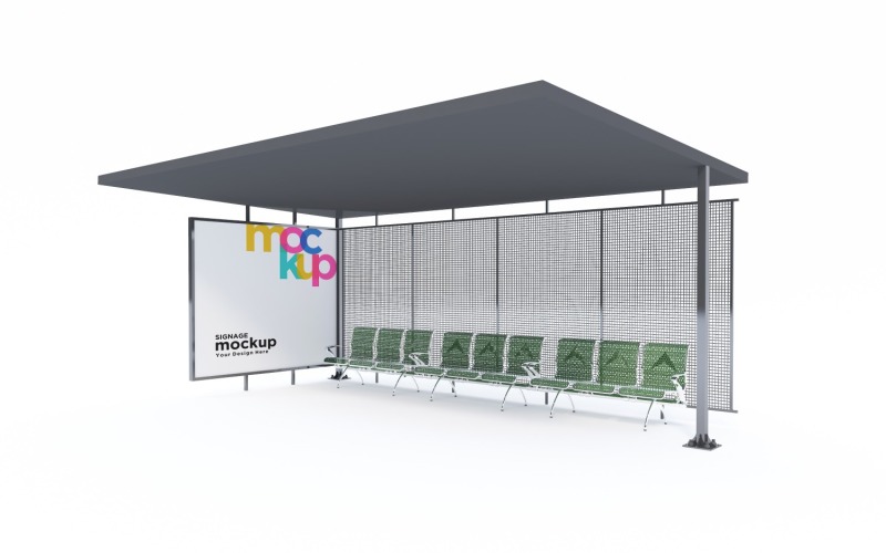 Bus Stop Signage Mockup Template Product Mockup