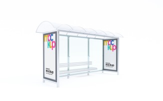 Bus Stop with 2 Sign Mockup