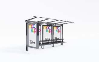 Bus Stop with Four Sign Mockup