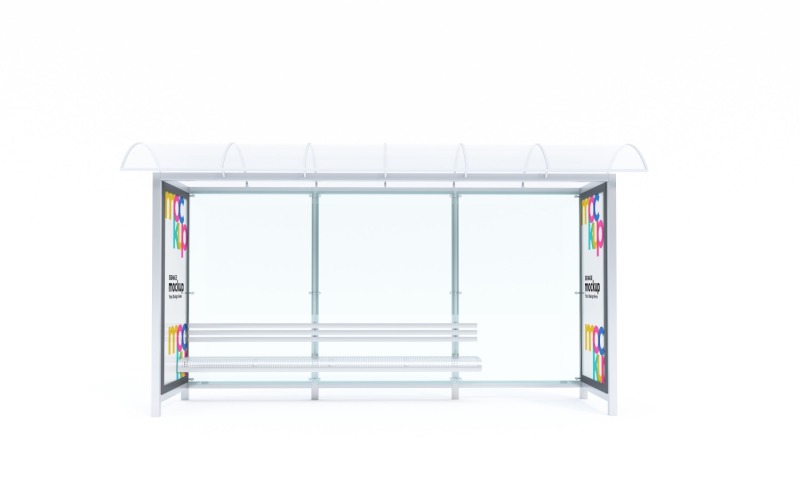 Bus Stop with Two Signage Mockup Product Mockup