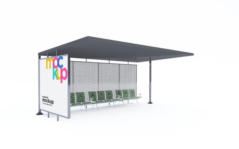 City Bus Stop Sign Mockup Template Product Mockup