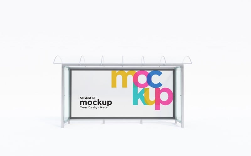 City Bus Stop Signage Mockup template Product Mockup
