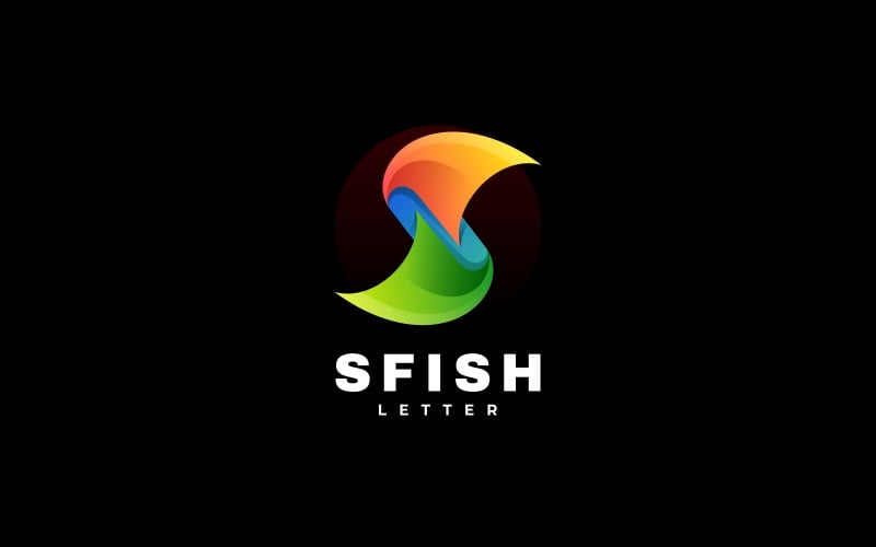 Letter Fish Gradient Colorful Logo Logo Template