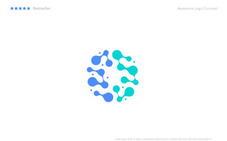 Abstract dots logo template for MRI technology, neural network research and neurology.