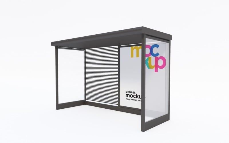 Bus Shelter advertisement Signage Mockup Template Product Mockup
