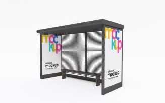 Bus Shelter Advertising With Two Signage Mockup