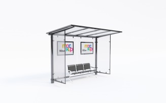 Bus Shelter With Two Advertising Sign Mockup