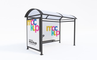 Bus Shelter with two Signage Mockup