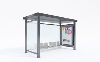 Bus Stop Shelter Advertising Sign Mockup Template