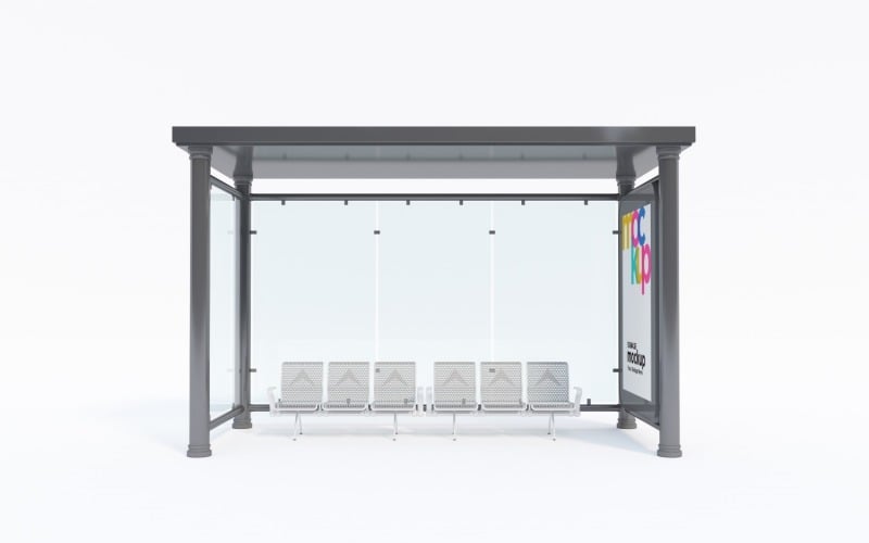 Bus Stop Shelter Advertising Signage Mockup Template Product Mockup