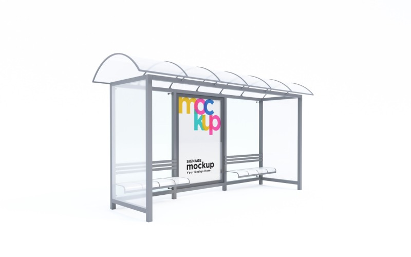 Bus Stop sign advertisement Mockup Template Product Mockup
