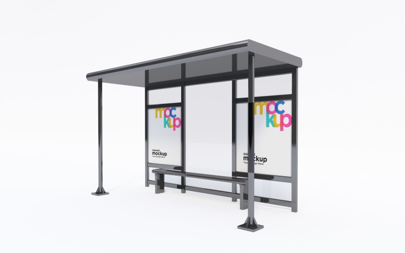 Bus Stop sign advertisement With Two Mockup Product Mockup