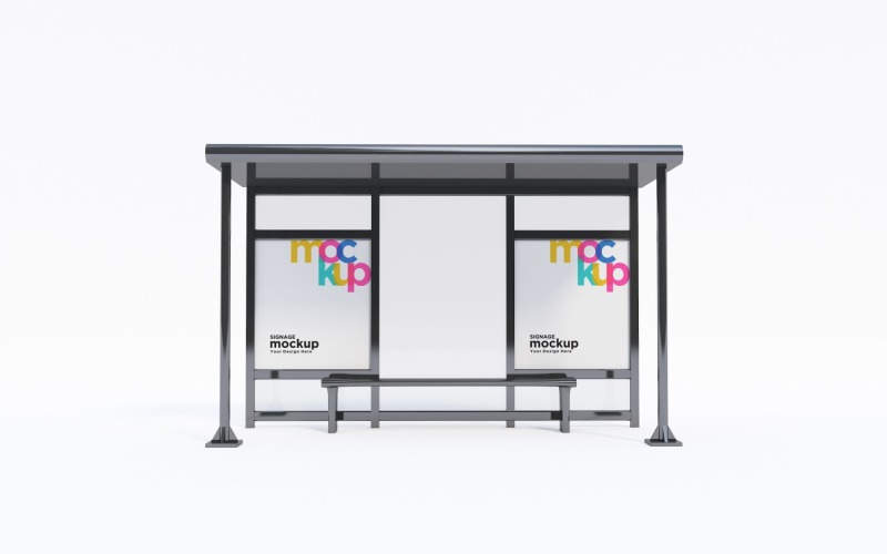 Bus Stop sign Advertising With Two Mockup Product Mockup